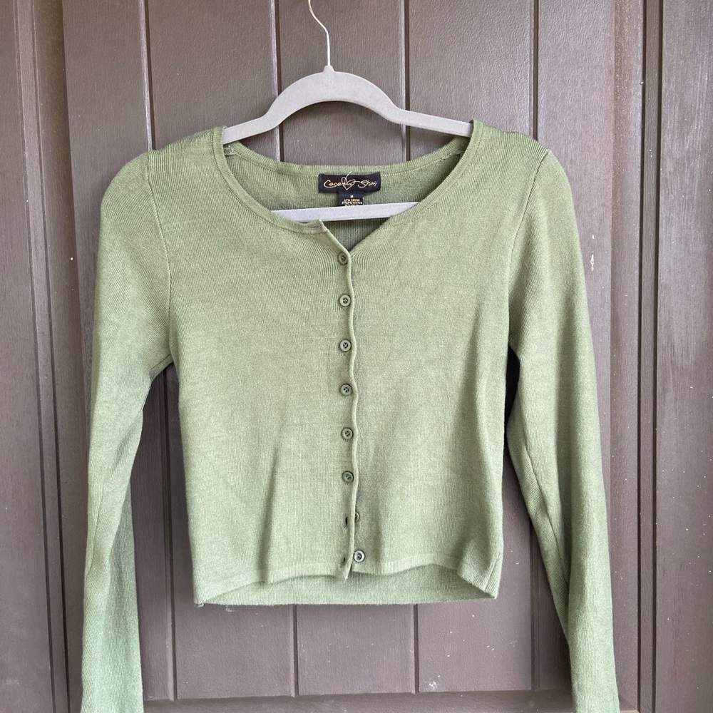 Green Women's Cardigan Sweater